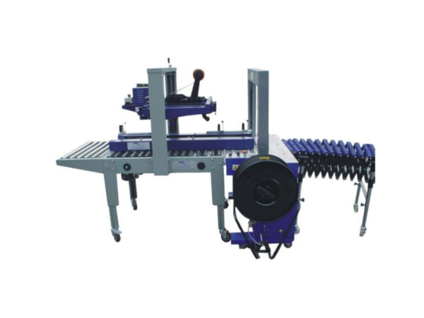 Fully automatic cartonsealer and strapping machine system manual size adjustment LM 102 D + LM 1AMH 480 mm