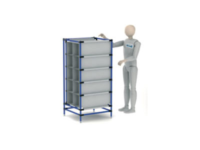 Kanban systems for parts, with boxes, dunnage bags or both