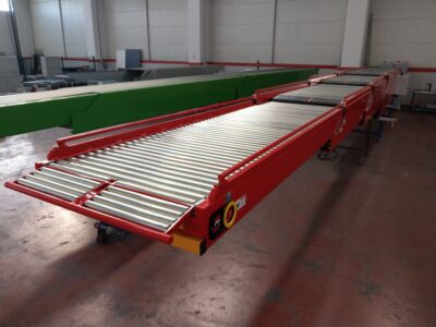 Space and costs saving roller type conveyor solution